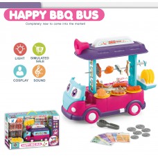 玩具哩到﹒愉快燒烤美食車 - 角色扮演燈光音效兒童玩具 (粉紅色款) 