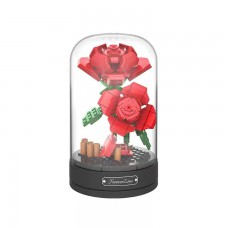 Toyslido．紅玫瑰花 DIY永生花積木 旋轉音樂盒  浪漫禮物 組裝玩具 擺設 (8歲以上兒童適用)